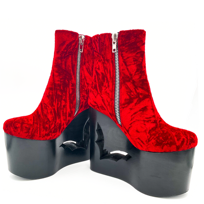 Deadwood Oxblood Velvet Wedge Boot