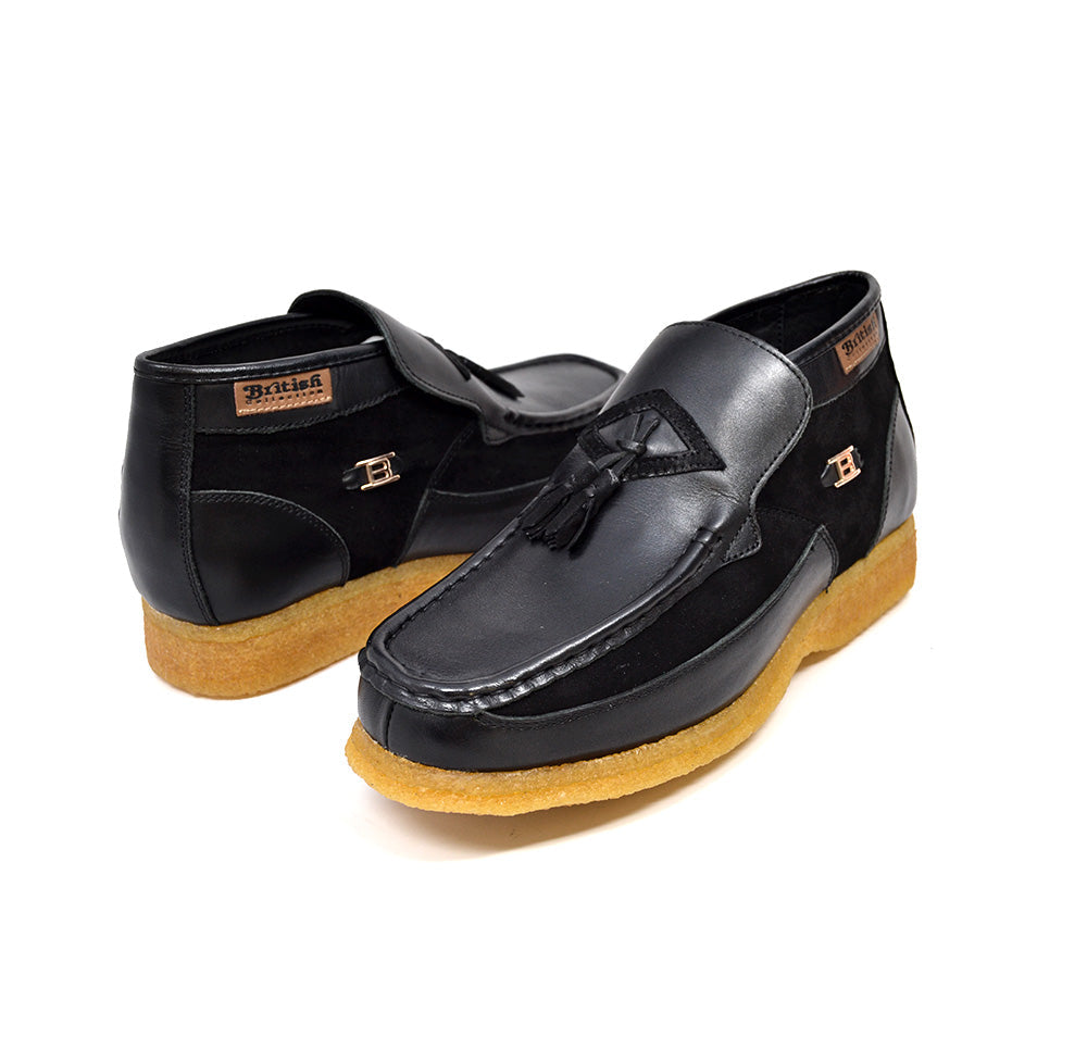 British Walkers Palace Men's Black Leather and Suede Slip On Shoes view 1