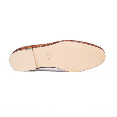 Zelli Italia 11-620-CGN PALIO Genuine Crocodile and Calfskin Basketweave Slip On, Cognac Detail View