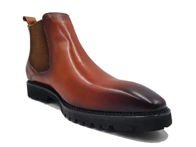 Carrucci Shoes Patina Chelsea Boot Lug Sole Calf Leather All Day Comfort KB480102