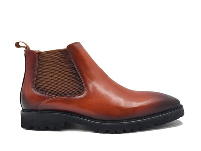 Carrucci Shoes Patina Chelsea Boot Lug Sole Calf Leather All Day Comfort KB480102