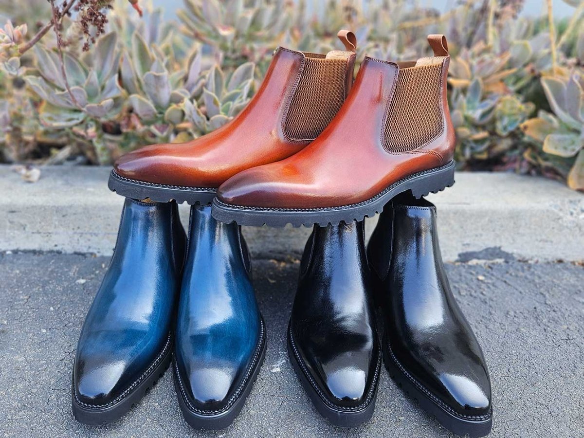 Carrucci Shoes Patina Chelsea Boot Lug Sole Calf Leather All Day Comfort KB480102