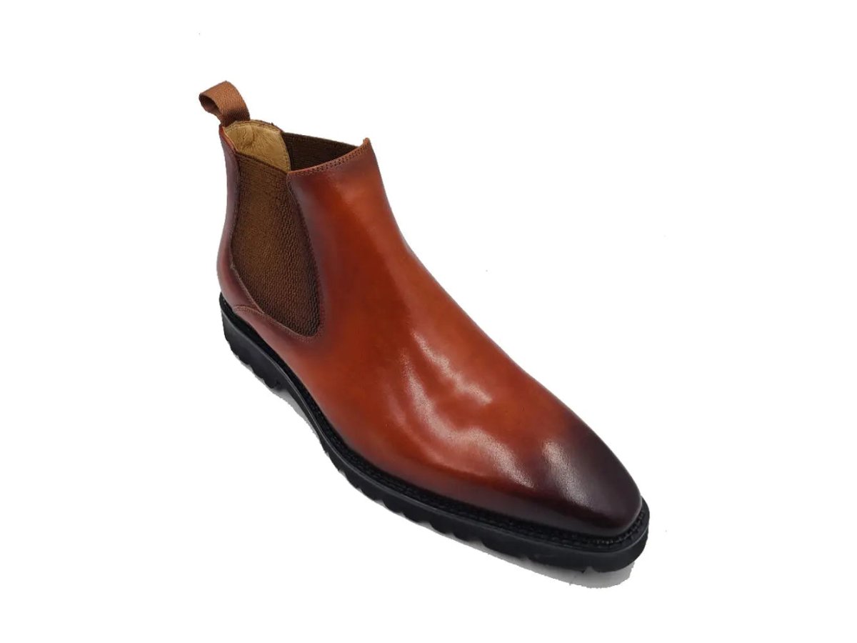 Carrucci Shoes Patina Chelsea Boot Lug Sole Calf Leather All Day Comfort KB480102