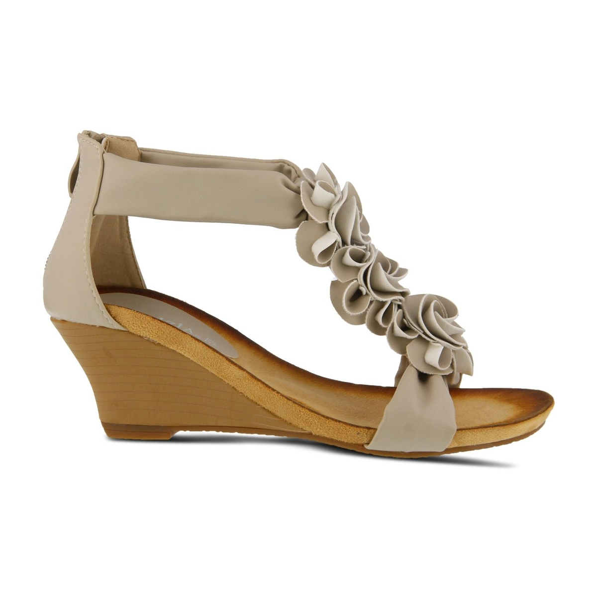 Patrizia Harlequin floral wedge sandal in Beige, opposite side view