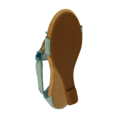 Patrizia Harlequin Multi wedge sandal in Aqua Multi, outsole view