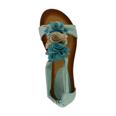 Patrizia Harlequin Multi wedge sandal in Aqua Multi, top view