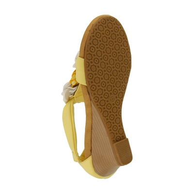 Patrizia Harlequin Multi wedge sandal in Light Yellow, outsole view