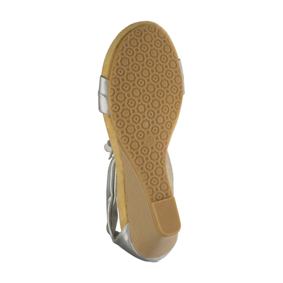 Patrizia Harlequin Multi wedge sandal in Silver Multi, outsole view