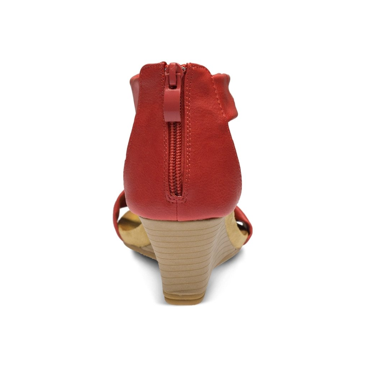 Patrizia Harlequin floral wedge sandal in Red, heel zipper view