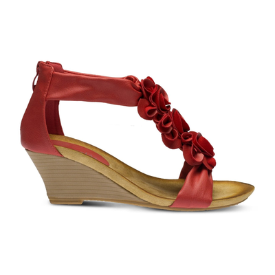 Patrizia Harlequin floral wedge sandal in Red, opposite side view