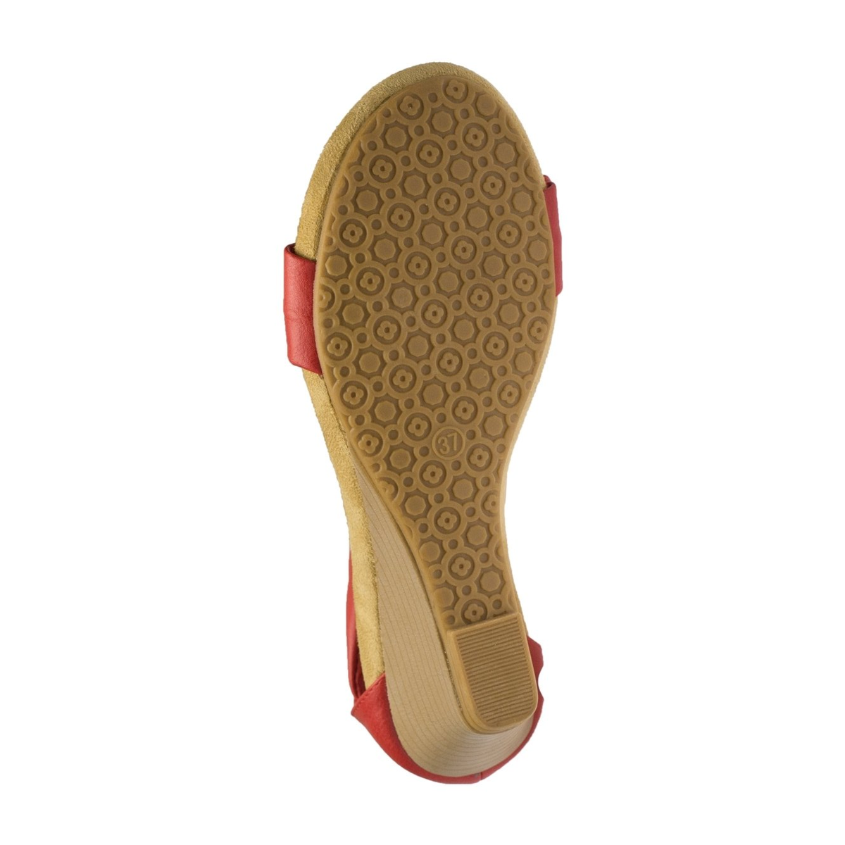 Patrizia Harlequin floral wedge sandal in Red, outsole view