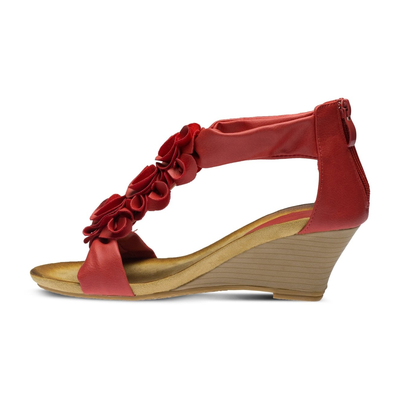 Patrizia Harlequin floral wedge sandal in Red, side view
