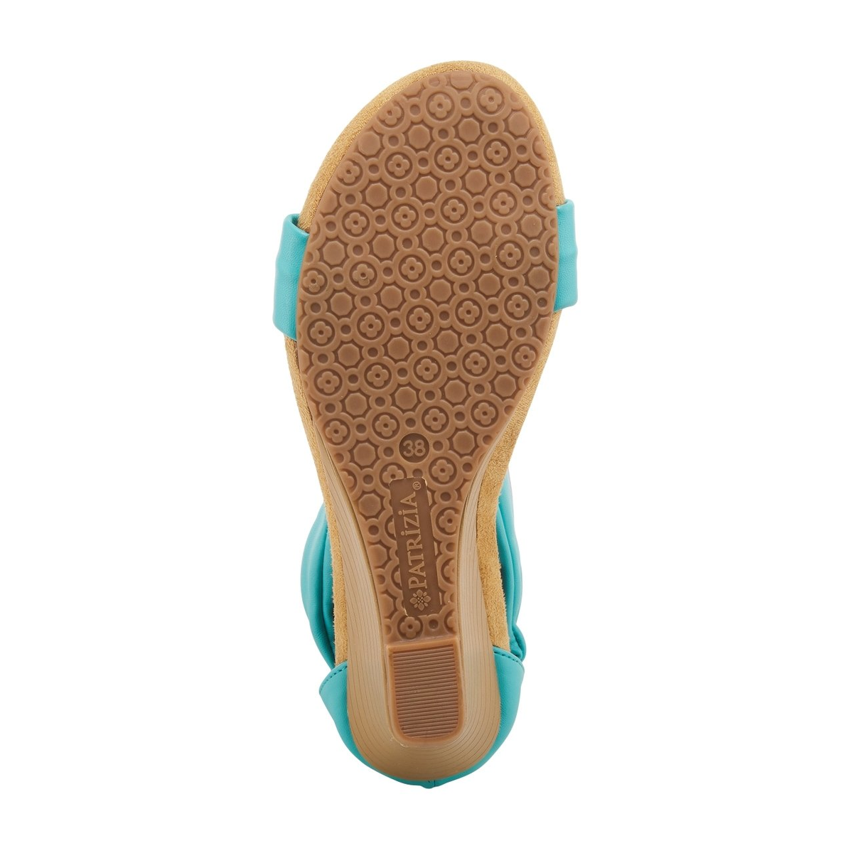 Patrizia Harlequin floral wedge sandal in Turquoise, outsole view