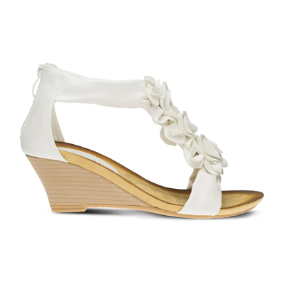 Patrizia Harlequin floral wedge sandal in White, opposite side view