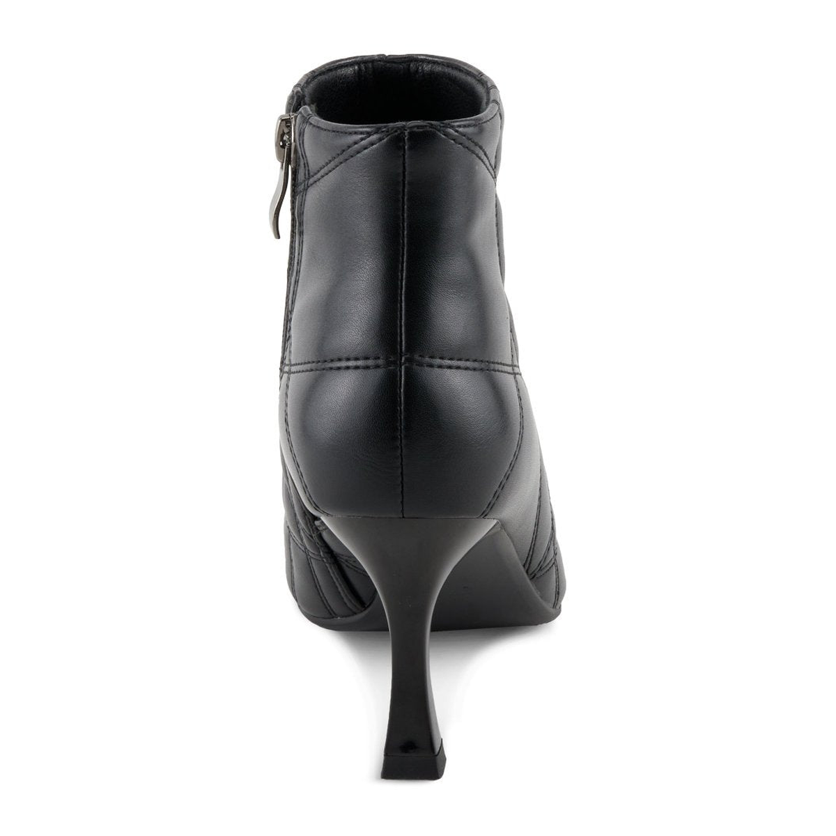 Patrizia Theana women's black quilted ankle boot, heel view