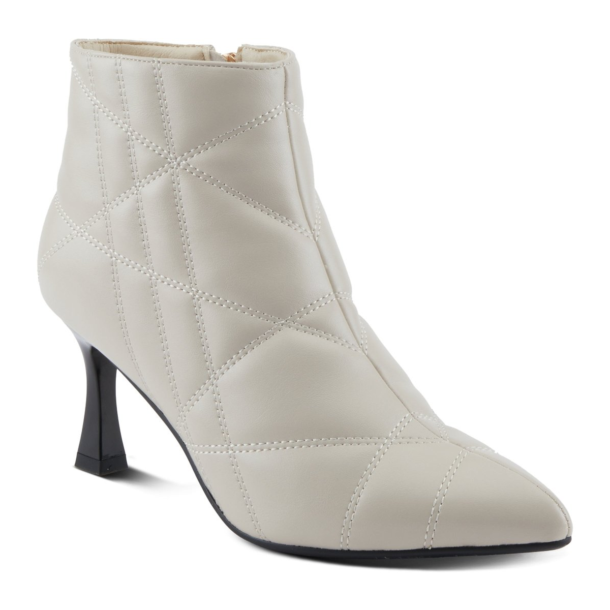 Patrizia Theana women's off white quilted ankle boot, three-quarter view