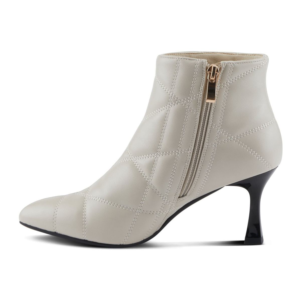 Patrizia Theana women's off white quilted ankle boot, inner side profile view