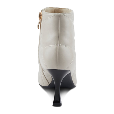 Patrizia Theana women's off white quilted ankle boot, heel view
