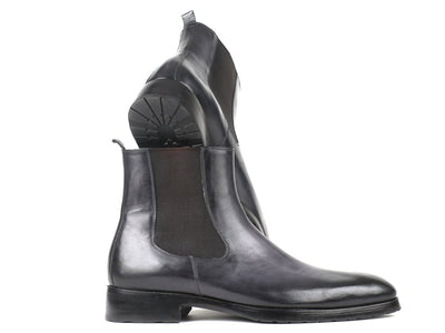 Paul Parkman Black and Gray Chelsea Boots (IDBT661BLK)