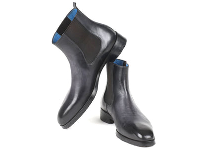Paul Parkman Black and Gray Chelsea Boots (IDBT661BLK)