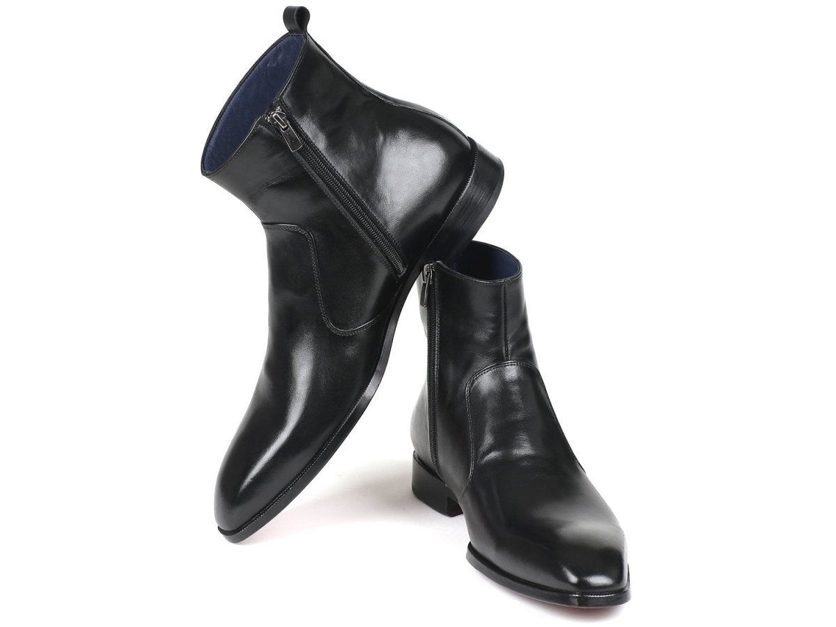 Paul Parkman Black Leather Side Zipper Boots (IDBT485 - BLK)
