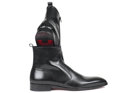 Paul Parkman Black Leather Side Zipper Boots (IDBT485 - BLK)