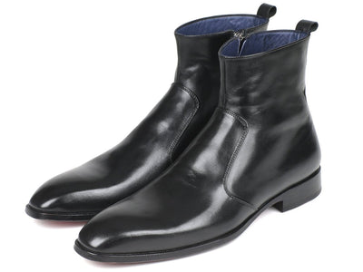 Paul Parkman Black Leather Side Zipper Boots (IDBT485 - BLK)