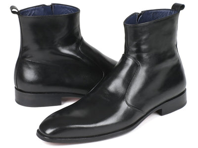 Paul Parkman Black Leather Side Zipper Boots (IDBT485 - BLK)