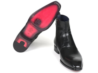 Paul Parkman Black Leather Side Zipper Boots (IDBT485 - BLK)
