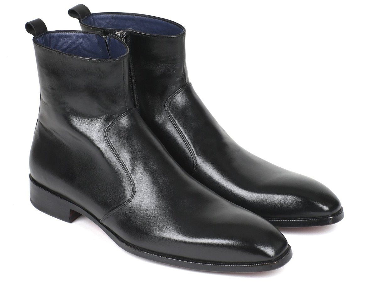 Paul Parkman Black Leather Side Zipper Boots (IDBT485 - BLK)