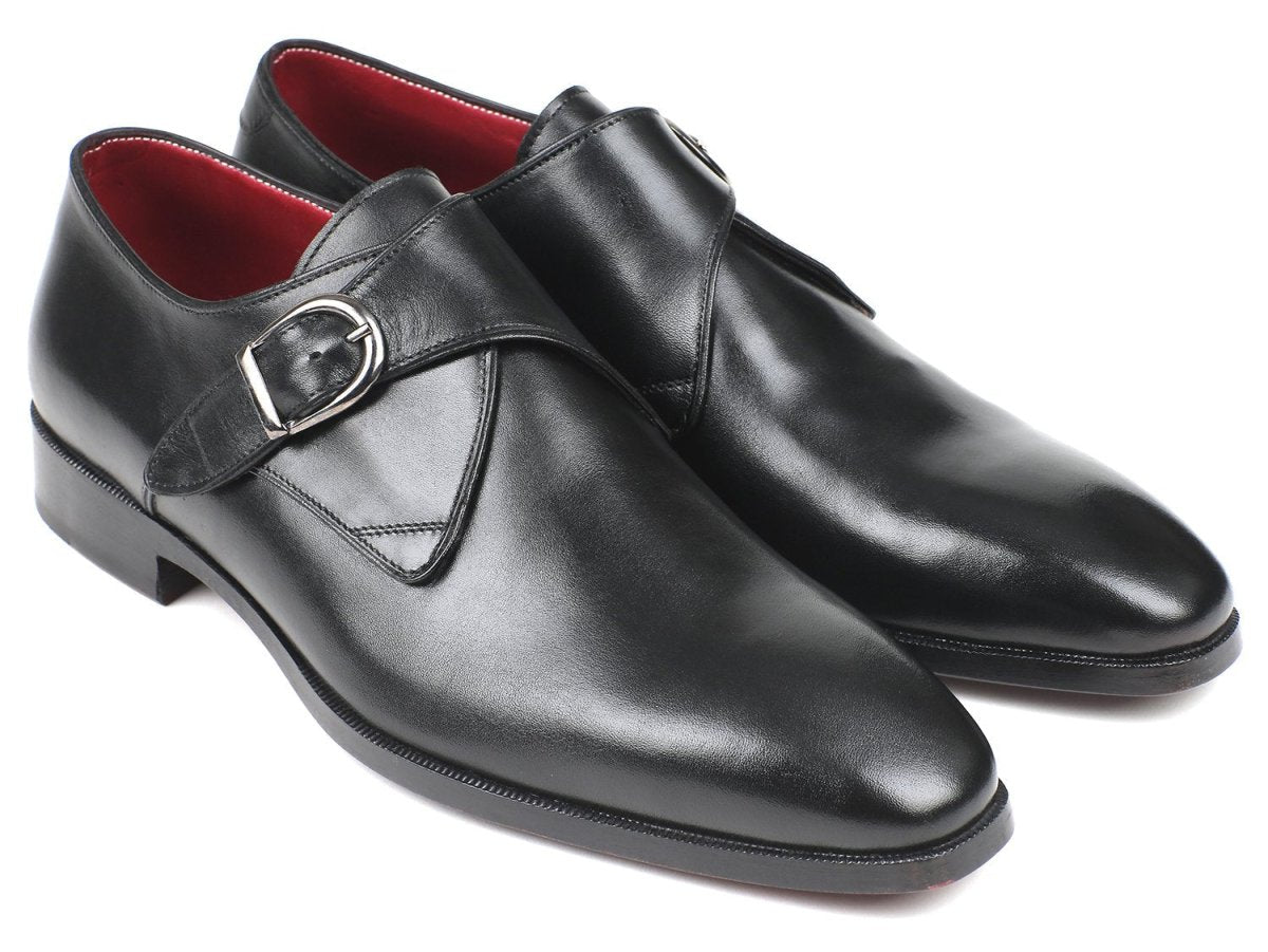 Paul Parkman Black Leather Single Monkstraps (ID011BLK54)