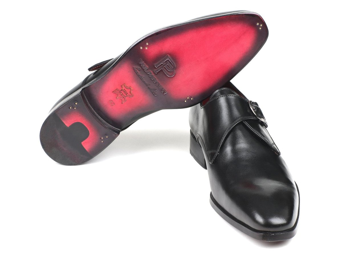 Paul Parkman Black Leather Single Monkstraps (ID011BLK54)