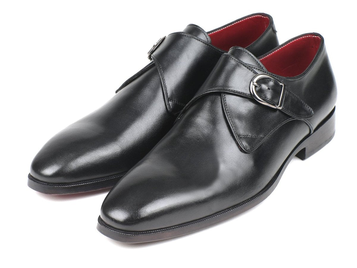 Paul Parkman Black Leather Single Monkstraps (ID011BLK54)