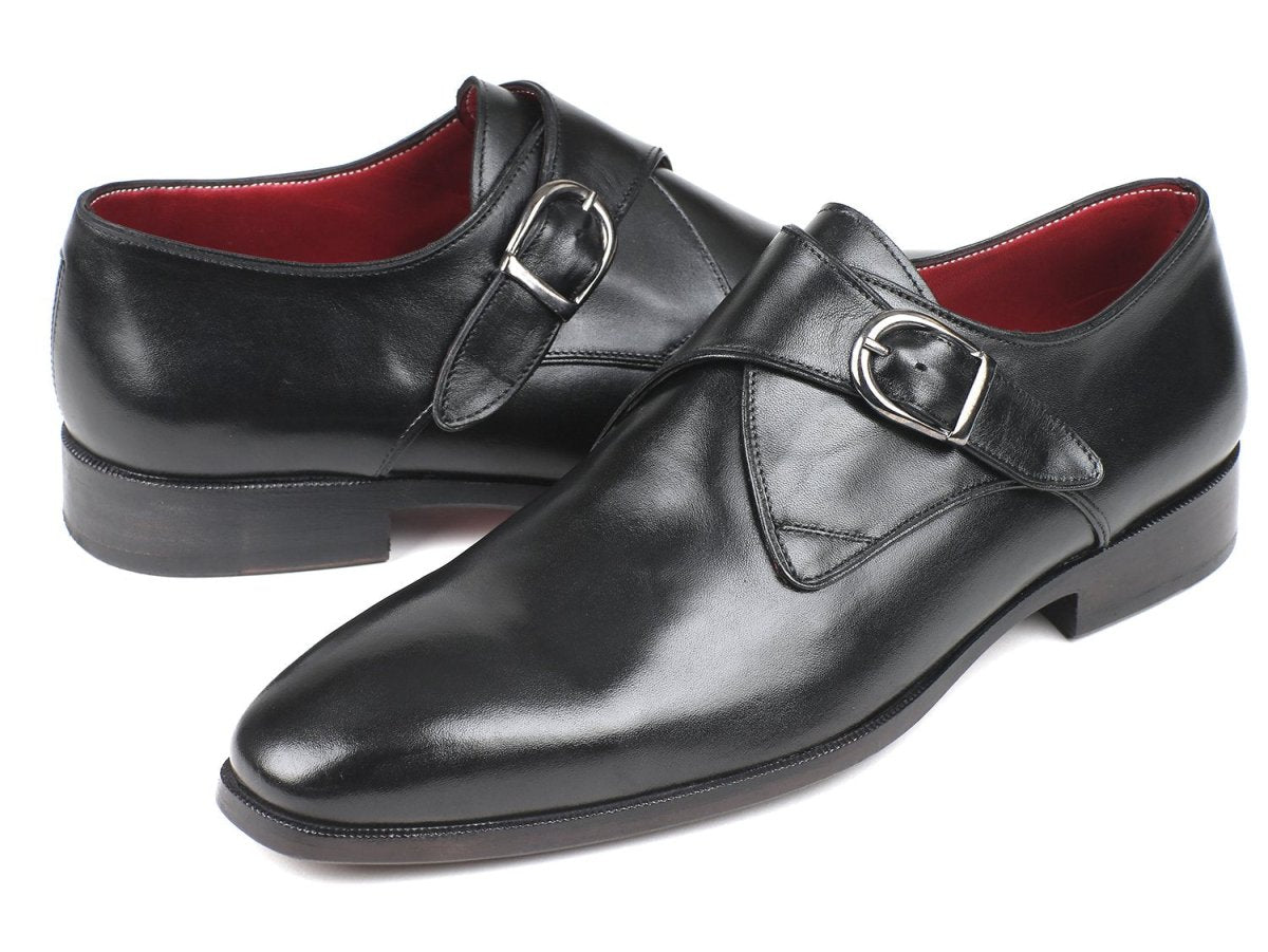 Paul Parkman Black Leather Single Monkstraps (ID011BLK54)