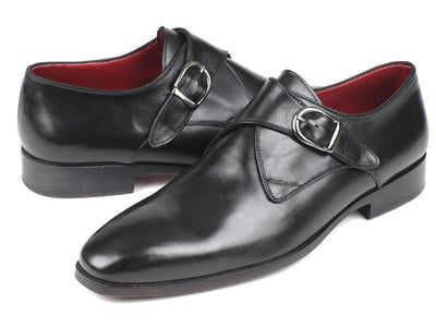 Paul Parkman Black Leather Single Monkstraps (ID011BLK54)