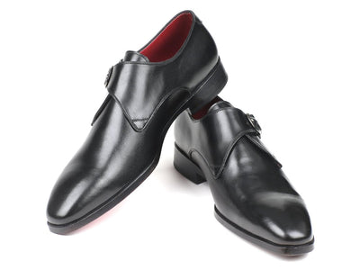 Paul Parkman Black Leather Single Monkstraps (ID011BLK54)
