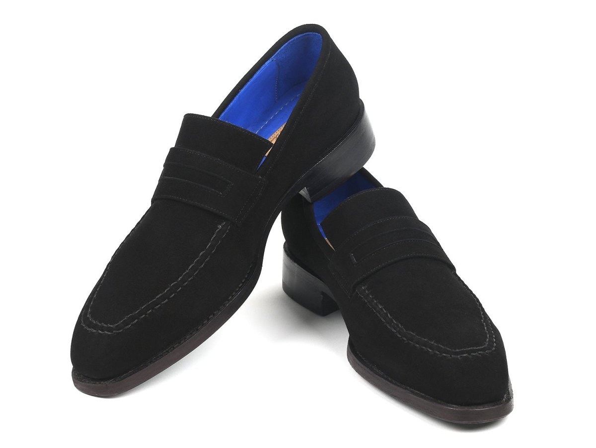 Paul Parkman Black Suede Goodyear Welted Loafers (ID38AX95)