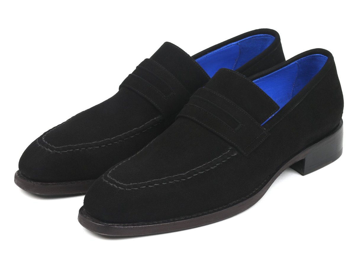 Paul Parkman Black Suede Goodyear Welted Loafers (ID38AX95)