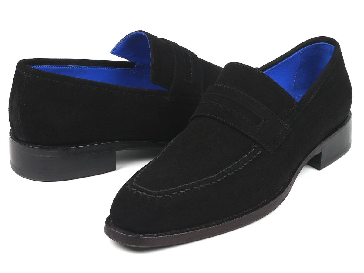 Paul Parkman Black Suede Goodyear Welted Loafers (ID38AX95)