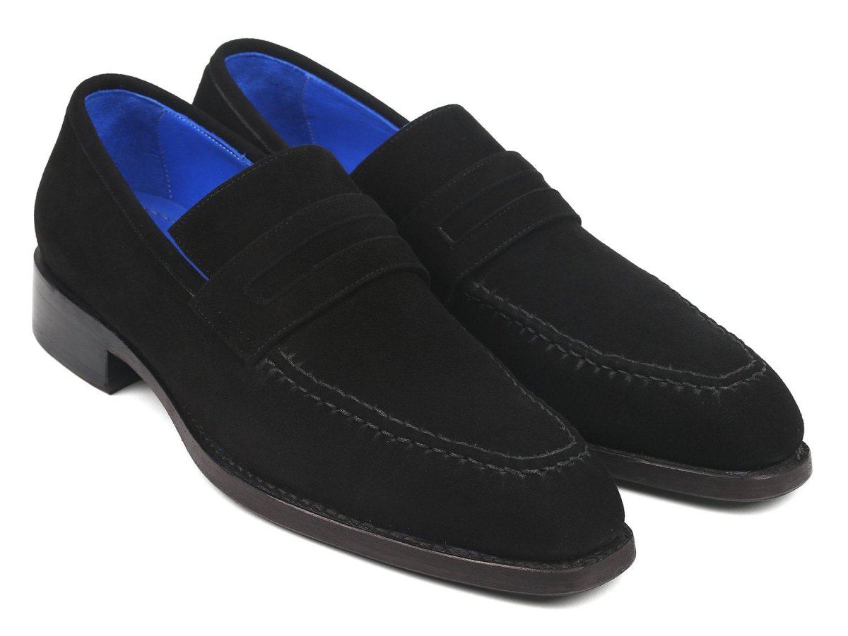 Paul Parkman Black Suede Goodyear Welted Loafers (ID38AX95)