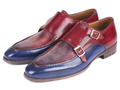 Paul Parkman Blue and Bordeaux Double Monkstraps (IDSW533YR)