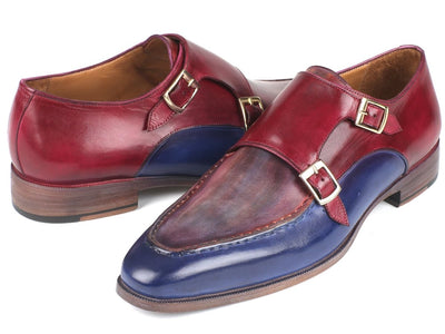 Paul Parkman Blue and Bordeaux Double Monkstraps (IDSW533YR)