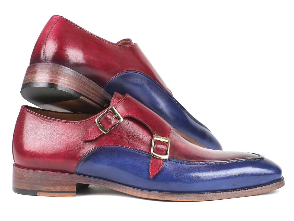 Paul Parkman Blue and Bordeaux Double Monkstraps (IDSW533YR)