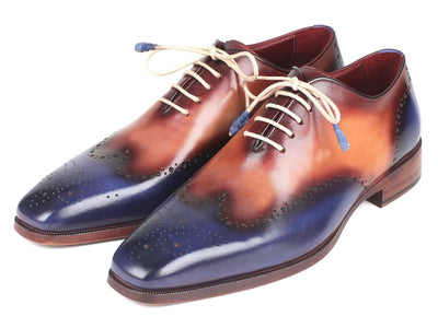 Paul Parkman Blue and Camel Wingtip Oxfords (ID097BX11)