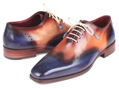 Paul Parkman Blue and Camel Wingtip Oxfords (ID097BX11)