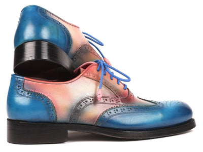 Paul Parkman Blue and Pink Men's Wingtip Oxfords Goodyear Welted (ID027 BLUPNK)