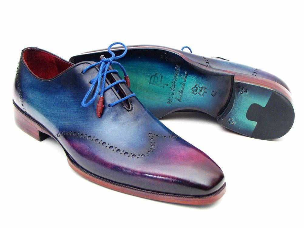 Paul Parkman Blue and Purple Wingtip Oxfords (ID084VX55)