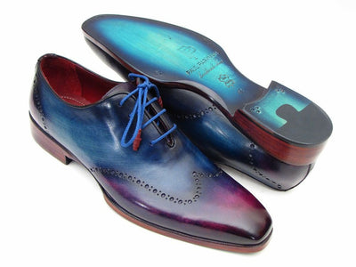 Paul Parkman Blue and Purple Wingtip Oxfords (ID084VX55)