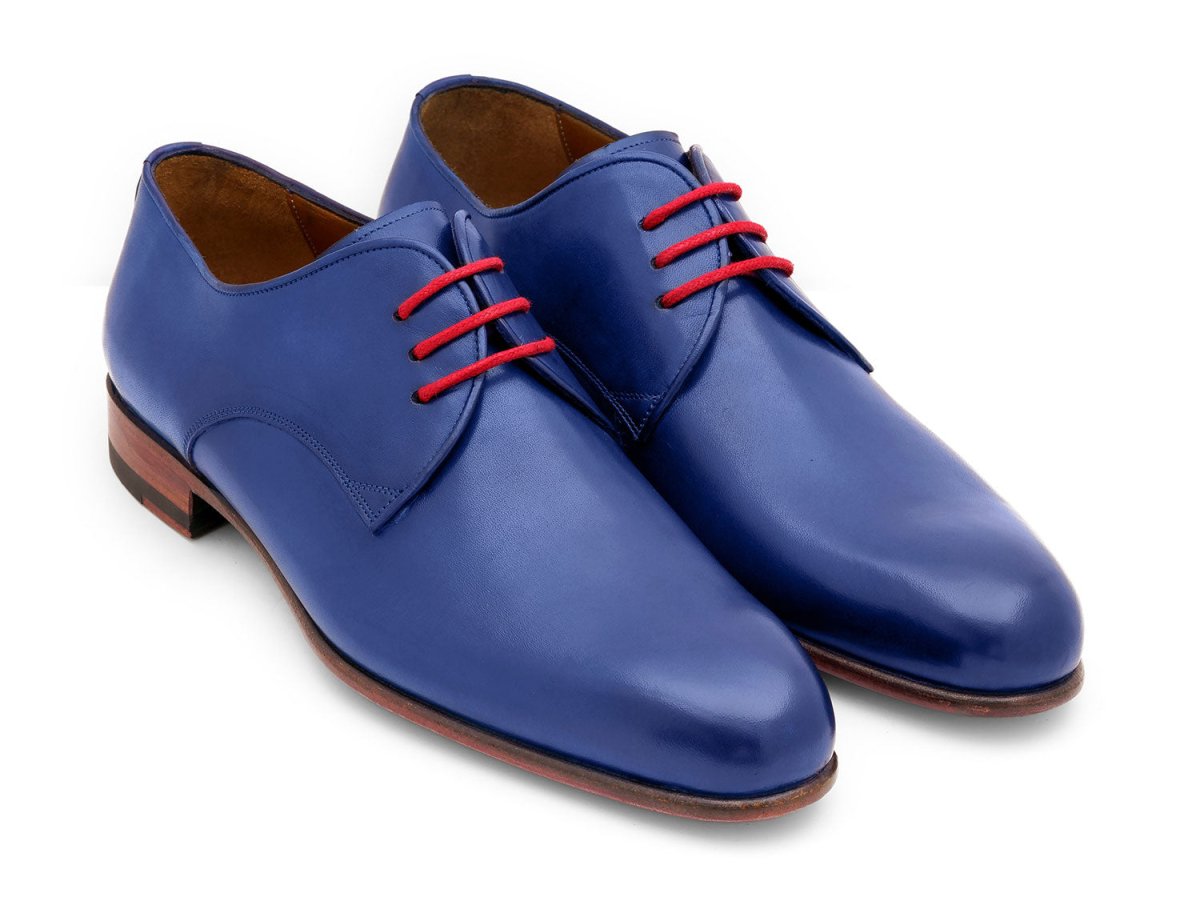 Paul Parkman Blue Hand Painted Derby Shoes (ID633BLU13)