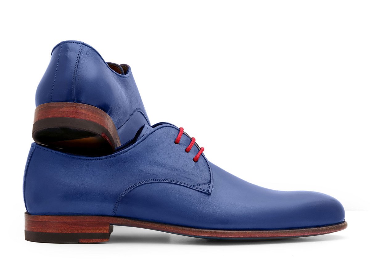Paul Parkman Blue Hand Painted Derby Shoes (ID633BLU13)
